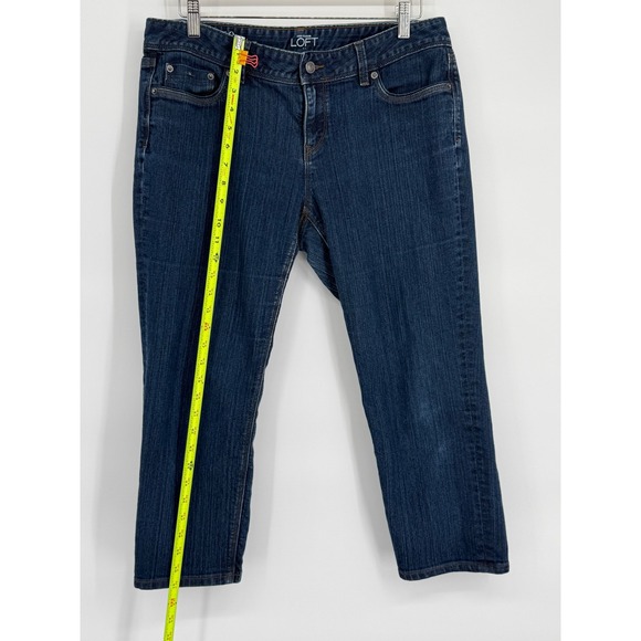 Loft Dark Wash Denim Cropped Straight Leg Jeans Women's Size 10 Modern - Picture 2 of 12